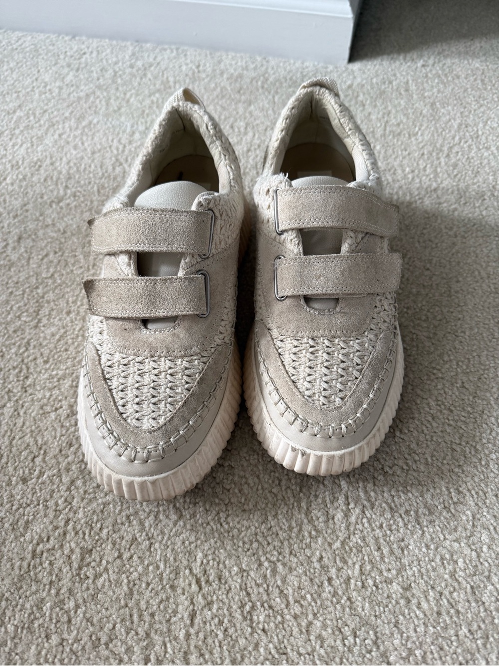 Dolce Vita Neutral Beige Platform Velcro Sneakers